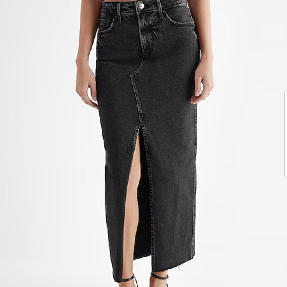 EXPRESS Charcoal Denim Maxi Skirt | Size 8